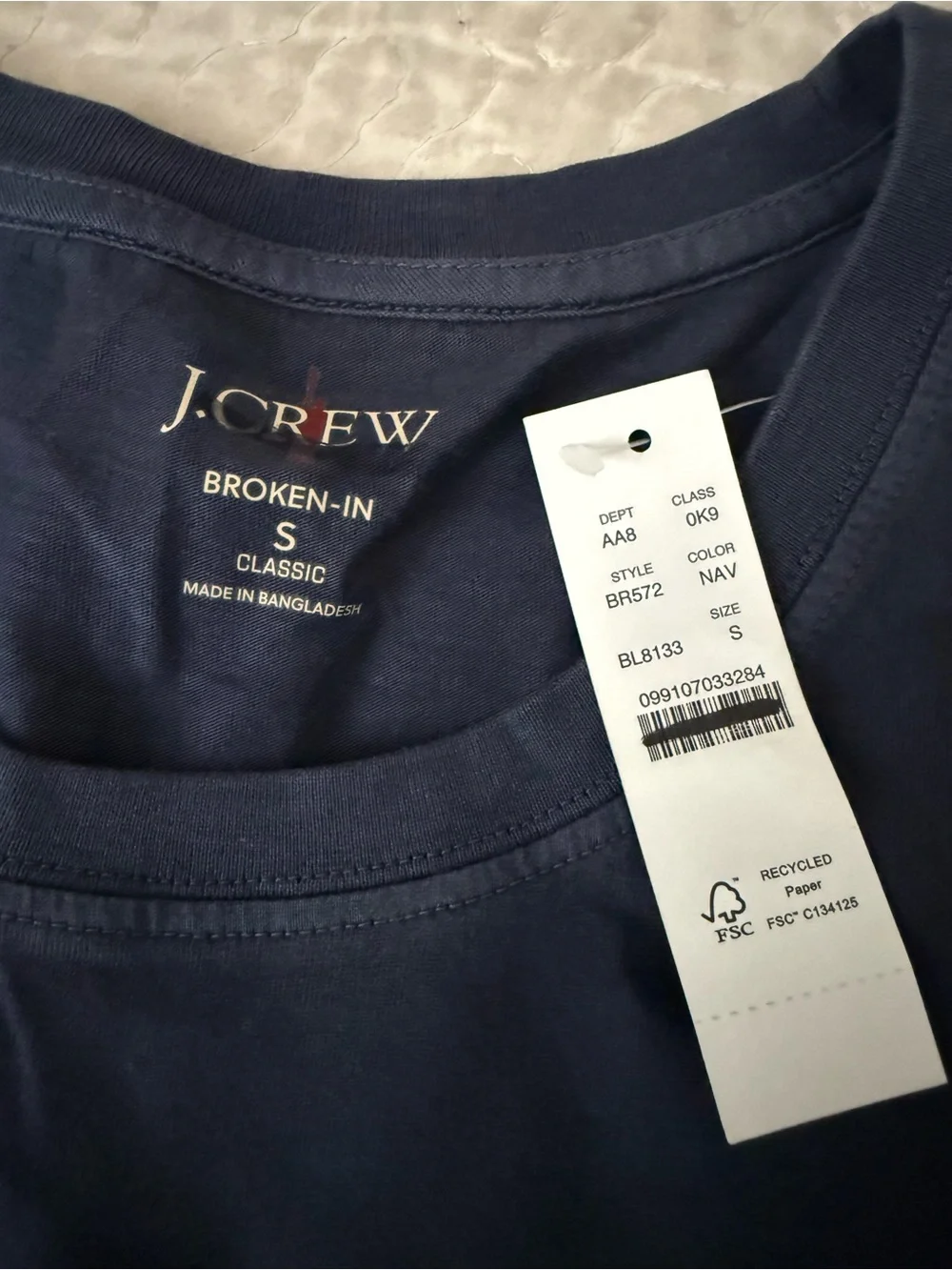 J.CREW Broken-In Men's Navy Tank Top Size S Classic Fit Cotton Crew Tagless